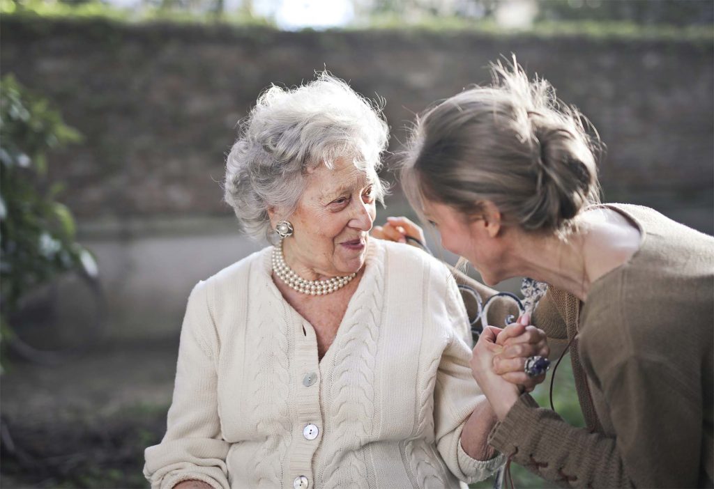 resident and loved one outside