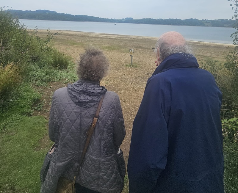 residents stood together at the beach