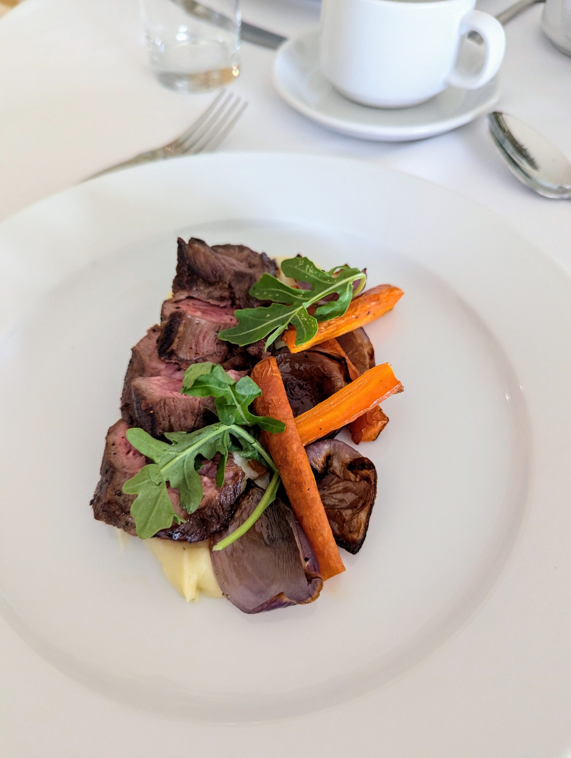 steak and vegetables dinner