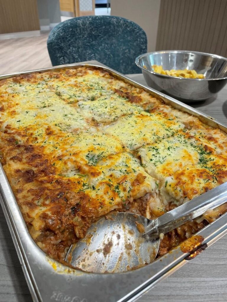 lasagne being served