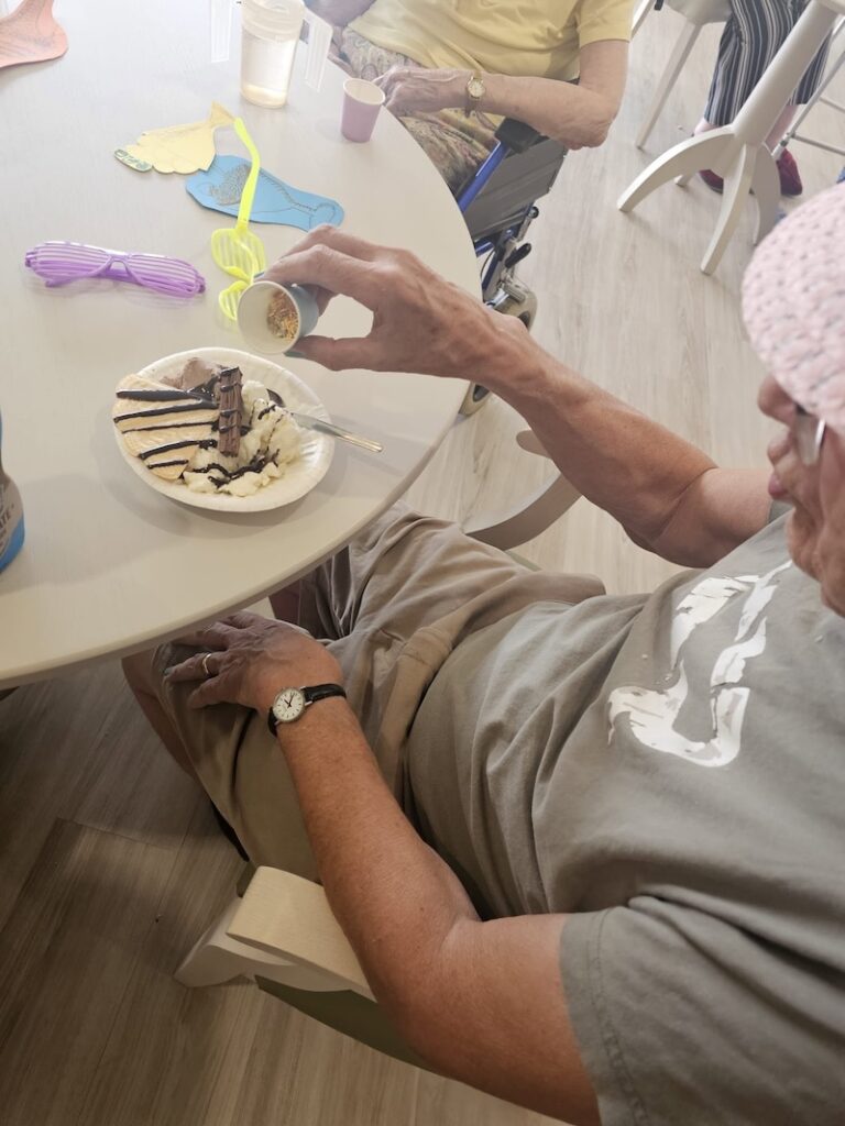 one of our residents enjoying a bowl of ice cream